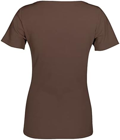Camiseta feminina Mulheres V Caminho de pescoço Encontrado camiseta apertada Camisa de manga curta de malha básica
