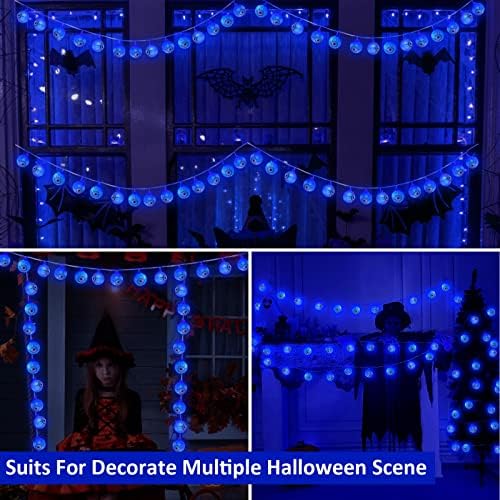 [8 Modos e Timer] 29,5 pés 60 LEDS LUZES DE HALLOWEEN LUZES DE FUNHAS DE HALLOWEEN Decorações de Halloween Controle remoto Bateria