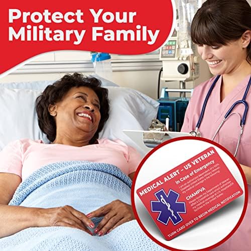 Cartão de Alerta Médico dos EUA Champva - apenas famílias veteranas - Informações de cobertura médica de emergência para veteranos - apenas locais dos Estados Unidos