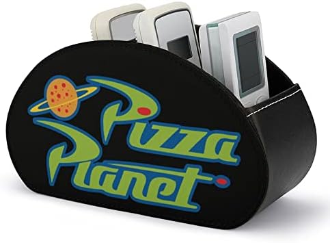Pizza Planet Leather Remote Control Solter com 5 Compartamentos Bandeja de Desktop de caixa de armazenamento Office