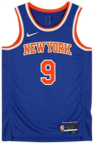Emoldurado RJ Barrett New York Knicks autografou Blue Nike Diamond Swingman Jersey - camisas da NBA autografadas