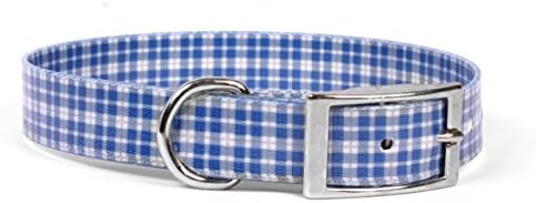 Projeto de cão amarelo Preppy Boy Boy Plaid Elements Collar, Medium-3/4 de largura e se encaixa nos tamanhos do pescoço 13,5 a 17