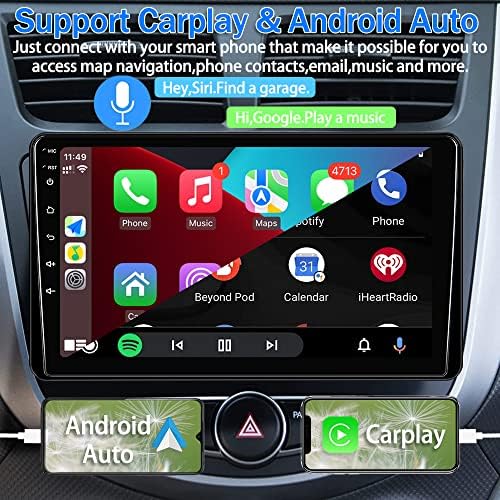 Rádio Din Single Din de 9 polegadas de carro com Apple CarPlay e Android Auto, Touch Screen Bluetooth Car Audio, receptor