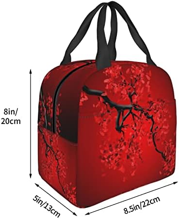 DMORJ Red Cherry Blossom Lanch Box GRANDE: >> Lunhana da lancheira Capacidade Bento lancheira para crianças mulheres adultas 8,5x8x5 polegadas