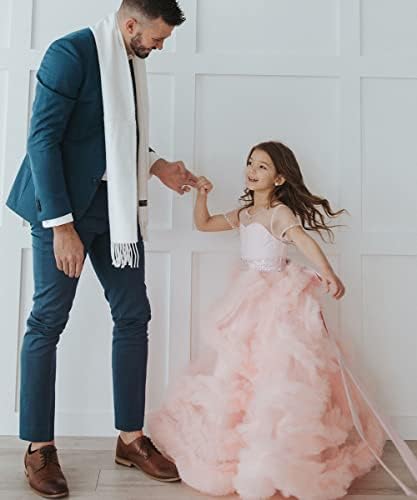 Impressionante vestido de baile de tule de luxo em v-back para meninas de 2 a 12 anos de idade