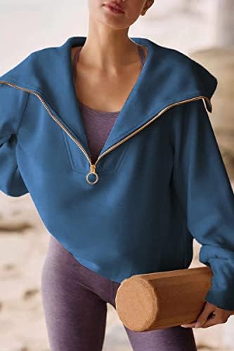 Almaree Half Zip Pullover Mulheres de manga longa Moletom de tamanho grande Capuz de zíper Capuz Caso de outono 2022 Trendy