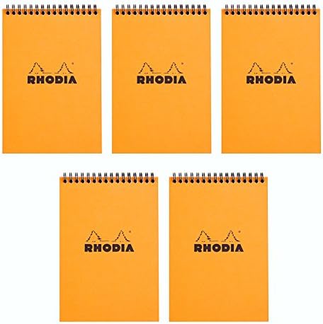 Rhodia Wirebound Orange Blocos alinhados - 6 pol. X 8-1/4 pol. Pacote de 5