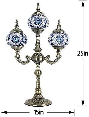 Lâmpada de mesa em mosaico marrakech lâmpada de vidro em mosaico turco 3 globos candelabra marroquino tiffany estilo lâmpada decorativa