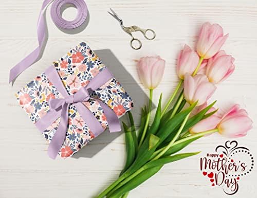 Papel de embrulho do Dia das Mães Waplighal - Floral Colorido, Peony, Mama e Mommys Girl Designs de cartas - embrulho