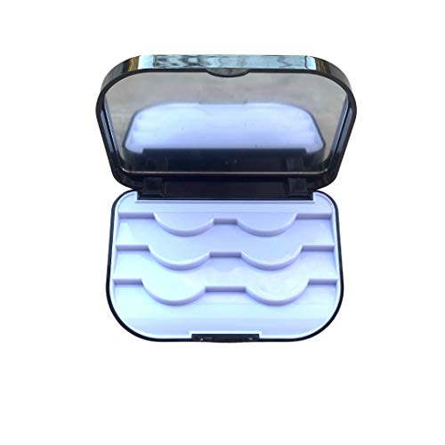 Caixa de cílios falsos de beleza do CJP com espelho - caixa de cílios de três camadas | Melhor compacto e portátil para viajar - organize seus cílios em movimento
