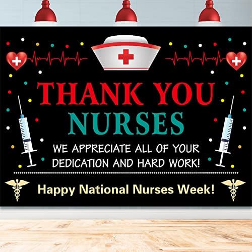 Centro da Semana de Apreciação da Enfermeira, 84x60inch | Obrigado enfermeiros pano de fundo Feliz Semana Nacional de Enfermeiras