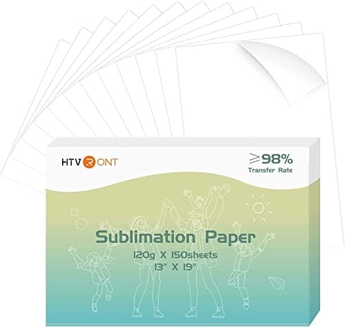 Papel de sublimação HTVRONT 13x19 polegadas - 150 folhas de sublimação compatível com impressora a jato de tinta 120G…