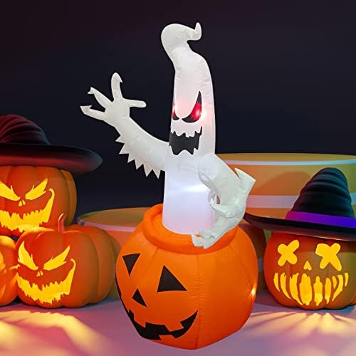 GiguoLove Halloween Infláveis ​​Decorações ao ar livre, Decorações de Halloween de abóbora inflável de 5 pés, Decorações de quintal