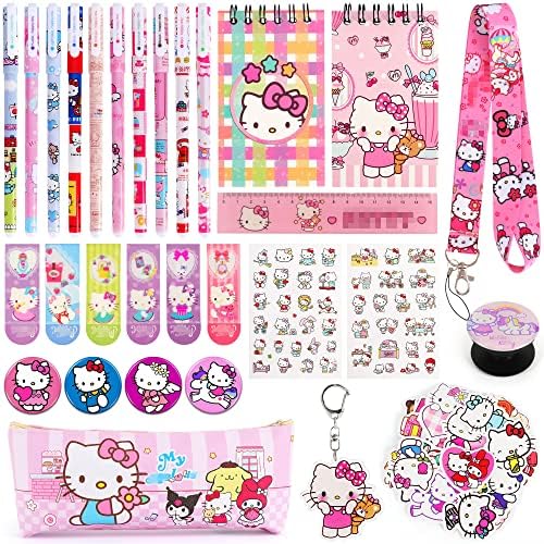 Gawell Cartoon School Supplies Office Supplies Gift Gift Conjunto, incluindo tatuagens temporárias Caso lápis Caders canetas Réguas