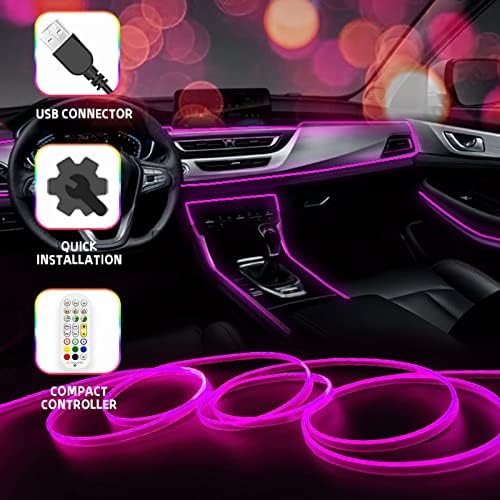 Luzes de LED de carro USB Samgchi, tira de luz de carro interior com controle remoto de aplicativos e RF, iluminação ambiental