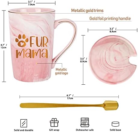 Fur mama caneca gato cão animal amantes presentes para mamãe aniversário dotão das mães para animais para animais amantes de gatos mamãe mamãe da filha filho 14 onça com caixa de presente rosa