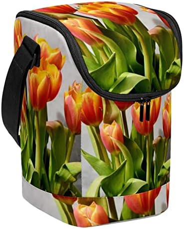 Lancheiras para mulheres homens, bolsa de lancheira de buquê de tulipa isolada com alça de ombro ajustável para a escola, trabalho,