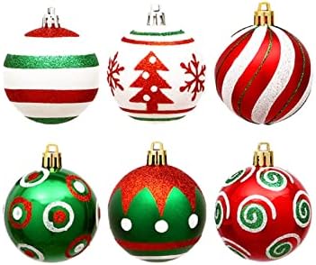 Hao 30 PCs Ornamentos de bola de Natal para a árvore de Natal, Verde Verde e Branca de Pintura Branca Decoração de Árvores Glitter Balls,