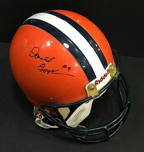 Don McPherson assinou o jogo usada com capacete de futebol de syracuse, Autograph CBM COA - jogo da faculdade usou bolas de futebol