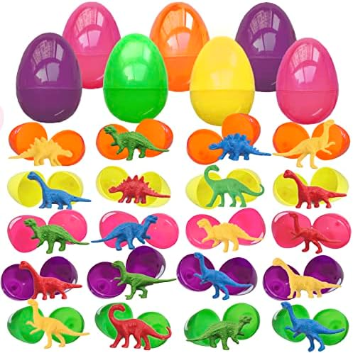 30 PCS Ovos de Páscoa cheios de 30 PCs Toys de dinossauros, conjunto de favor da festa de Páscoa de 2,4x1.7 polegadas, 5