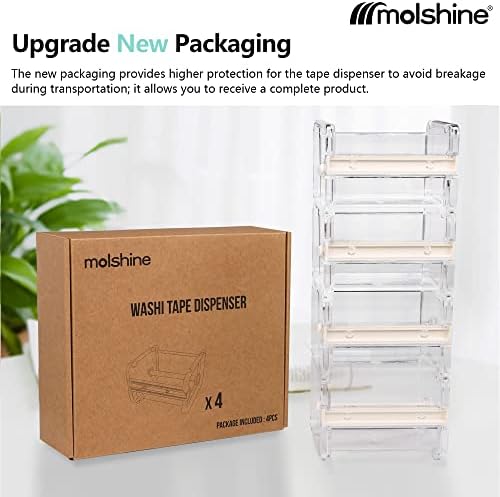 MOLSHINE 4 PACK PACK Transparente Desktop Multi Washi Misking Fita Storage Dispenser, Fita Cutter, Titular do Roll