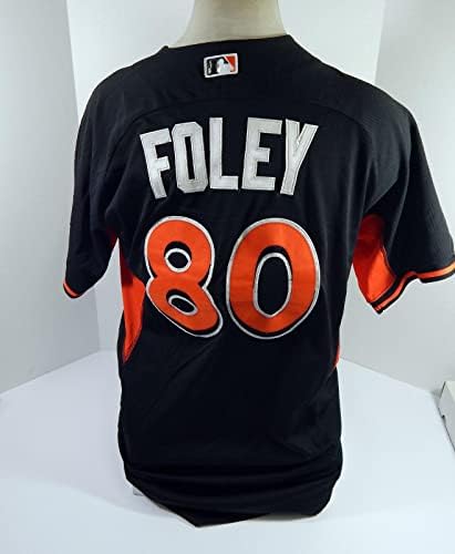 Miami Marlins Matthew Foley 80 Game usou Black Jersey Batting Practice St 48 3 - Jogo usado MLB Jerseys