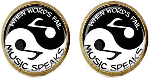 Yin yang music cufflinks jóias de amantes da música, professora de música do músico do músico do presente músico do aluno de joalheria de joalheria do aluno