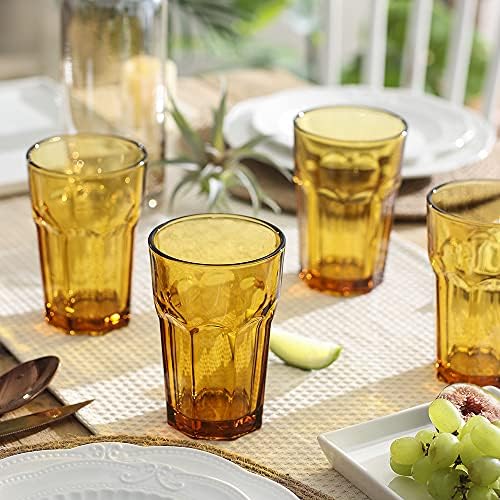 East Creek Whole Housewares Double antiquado Amber Glassware | 11 onças de copo de vidro de bebida | Copos coloridos