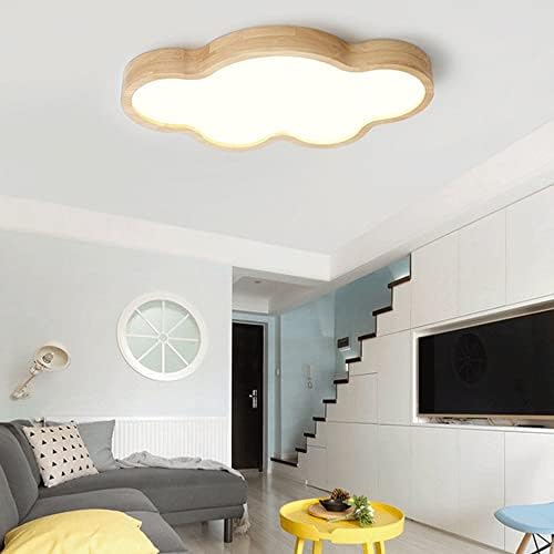 Lâmpadas de teto de neochy, luz criativa de teto de madeira em nuvem, lâmpada de teto escurecimento de três cores LED, luminária