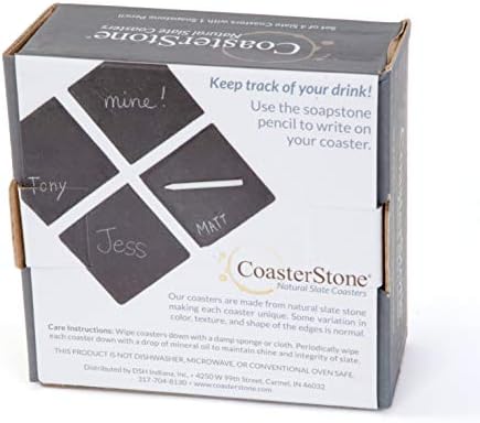 CoasterStone Natural Slate Coasters ,, 4-1/4 , Black