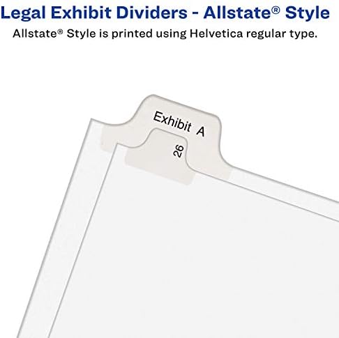 Avery Individual Legal Exhibit Divishers, Allstate Style, U, guia lateral, 8,5 x 11 polegadas, pacote de 25, branco