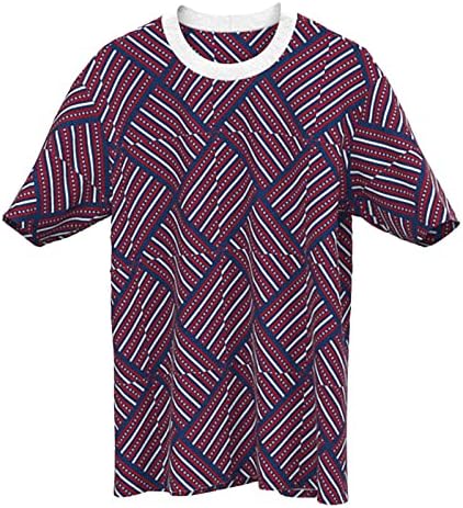 Camisa de vestido masculino masculino Tees gráficos Camiseta casual 3D 4 de julho Padrão de bandeira Vintage Tiz camisetas