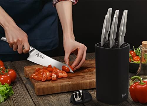 Faca de cozinha DDF IOHEF Conjunto com bloco, 7 peças Premium Alto carbono Knives de aço inoxidável conjunto com apontador de faca,