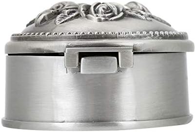 Caixa de jóias com liga de zinco Walfront, caixa de jóias em forma de zinco redonda em forma de zinco esculpida em