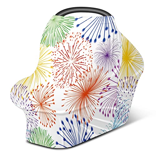 Capas de assento de carro para bebês comemora de fogos de artifício multicolorida capa de enfermagem capa de carrinho de cachecol