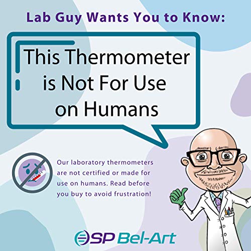 SP BEL-ART, H-B Durac Plus Termômetro de laboratório líquido em vidro de bolso; 20 a 120F, caixa de plástico fechado, preenchimento