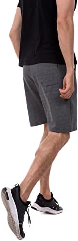 Mens shorts treino de calças casuais atléticas zíper bolsos de cordão de cordão de grama de algodão respirável para caminhada