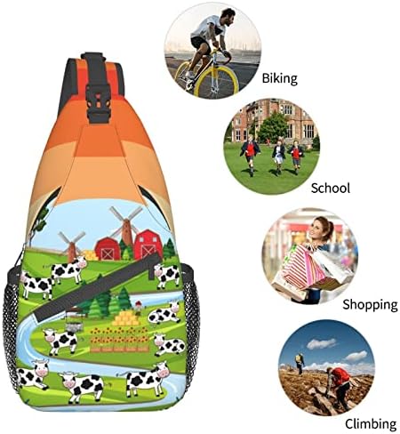 Twinyarh Cow Print Sling Bag Crossbody Sling Mackping For Mull Men Travel Hucking Hucking Chest Bag