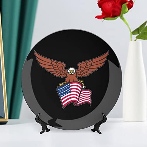 Placa decorativa de flagcerâmica Eagle USA com stand Plate de casa de China personalizada para cozinha da sala de estar em casa