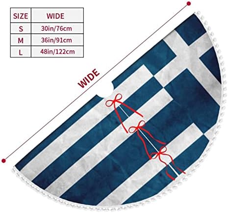 Bandeira grega pompom natal árvore saia de decoração saia de árvore de árvore. Diâmetro 30/36/48 polegadas