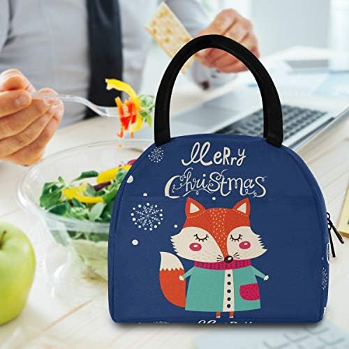 Lunchagem escolar de Orezi Christmas Fox School para meninos de meninos, bolsa de almoço isolada, lancheira de contêiner