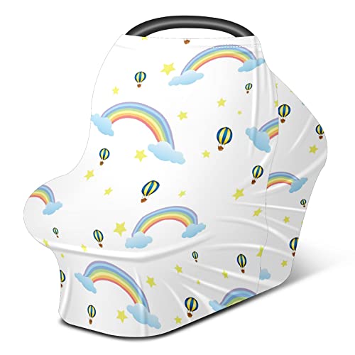 Capas de assento de carro para bebês balões de ar quente arco -íris estrelas amarelas nuvens padrão cobertura de enfermagem