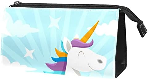 Bolsa de maquiagem tbouobt bolsa de bolsa cosmética bolsa bolsa com zíper, unicórnio de desenho animado arco -íris céu
