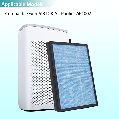Lhari 2-Pack AP1002 Filtro de substituição AP1002-RF, compatível com purificador de ar Airtok AP1002 e purificador de