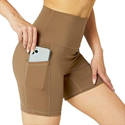 Treino de cintura Telamon High Yoga Shorts atléticos para feminino Biker de compressão correndo com bolsos profundos