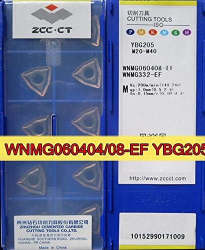 FINCOS WNMG060404/08-EF EM YBG205 10PCS 50PCS ZCC.CT CARBIDE INSERIR YBG205 = M20-M40 Processamento: Aço inoxidável. -: 04em