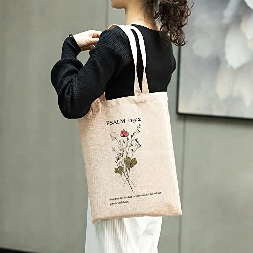 Saco de bolsa floral estética inspiradora bíblia versículo bolsa