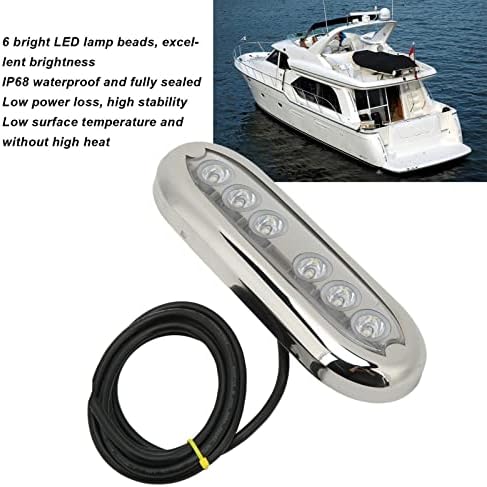 ACOUTO 12V a 24V Boat Underwater Light PC e 316 anel de aço inoxidável 6 lâmpada de lâmpada LED IP68 vedação à prova d'água forte