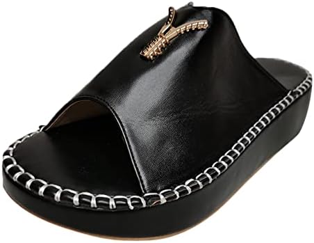 Slippers Slides for Women Wedges Sapatos Sandálias femininas Comfort com tira de tornozelo elástico Casual Sapatos de praia boêmia