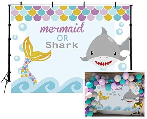 Baby Charf-Gênero Revelar cenário de 7x5ft Booth Booth Mermaid ou Shark Boy ou Girl Background FW-1987